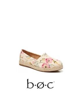 b.o.c. Cream and Pink Espadrille Flats with Floral Accents